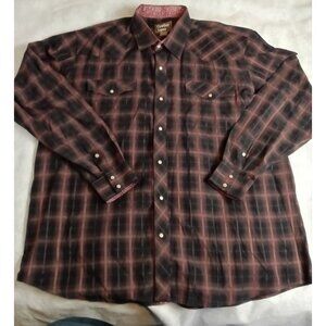 Cowboy Legend Metal Snap Shirt 4XLT Tall Western Plaid Long Sleeve